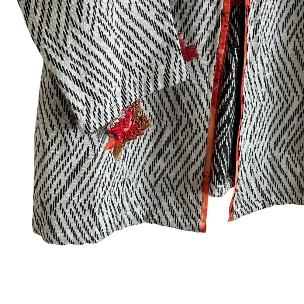 NWT Chico’s Artisan Applique Floral Embroidered 3/4-Sleeves Open Front Jacket 2
